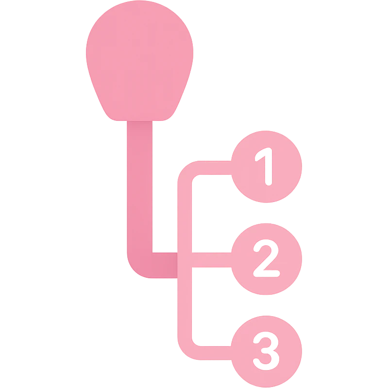 pink gear stick with 3 settings icon emoji