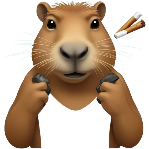 Capybara holding a smoking blunt between two fingers not NSFW emoji