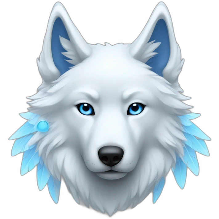 Whitelightbluewolfwithwings emoji