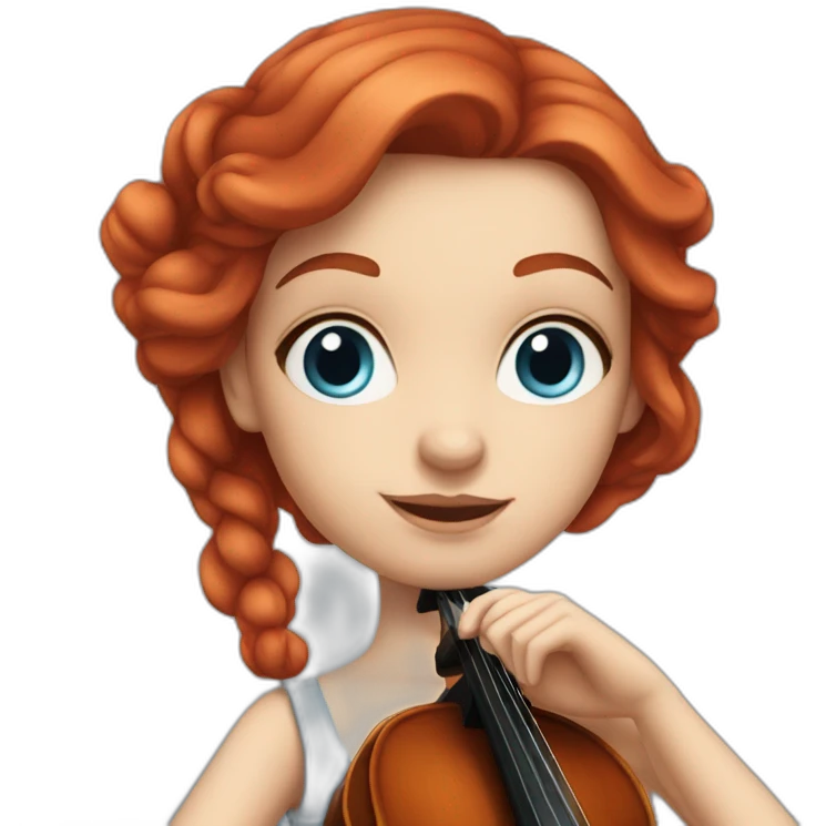 Girl cellist with red hair and blue eyes emoji