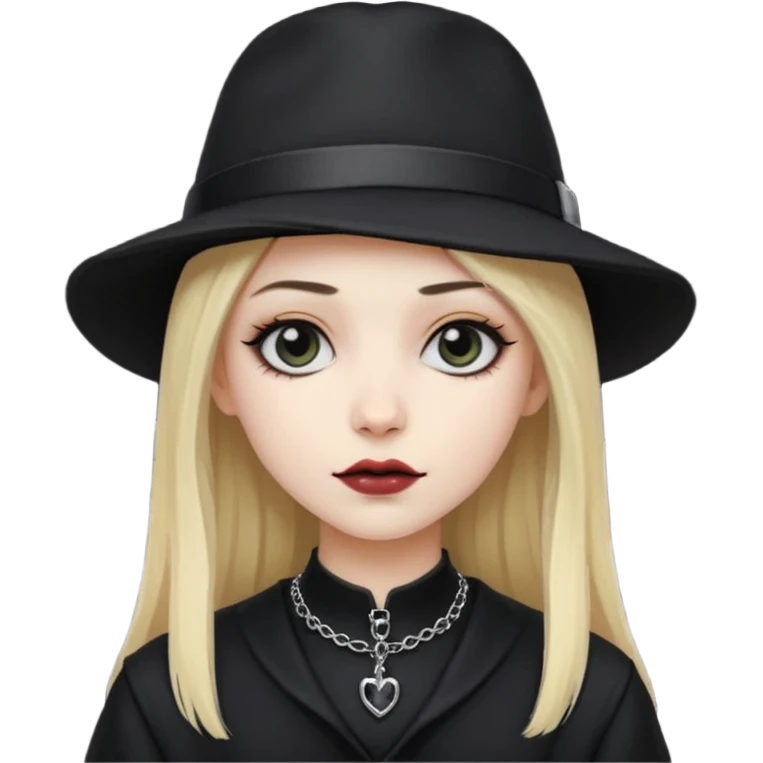 goth in hat, blond hair emoji