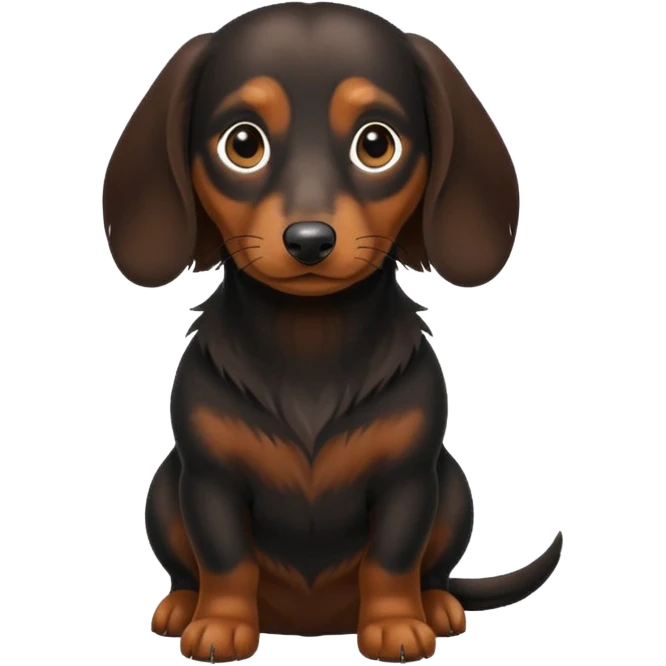 Black and brown long haired dachshund taking a dump emoji