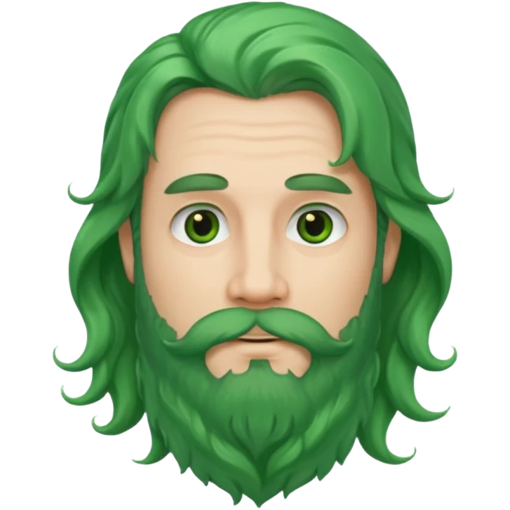 green long wavy hair and beard man emoji