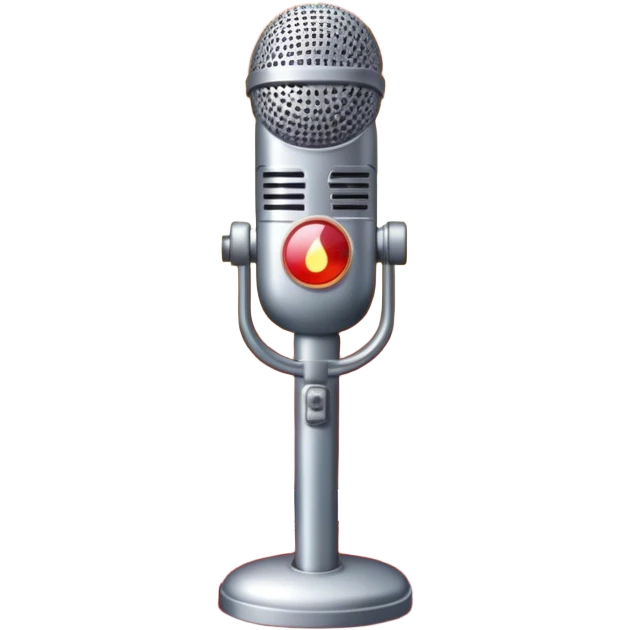 Create a glamorous and vibrant emoji that represents pop vocal performance. The emoji should feature a vintage stage microphone on a red carpet, with a spotlight shining on it. The stage should be empty but illuminated with concert lights, creating an atmosphere of excitement. Add elements like a festive firework display and a sparkling costume with rhinestones. Surround the scene with a ribbon made of musical notes to symbolize the connection to music. Use bright colors like gold, red, and silver, with a touch of sparkle to convey the glamour and energy of pop vocal performance. The background should be transparent. emoji
