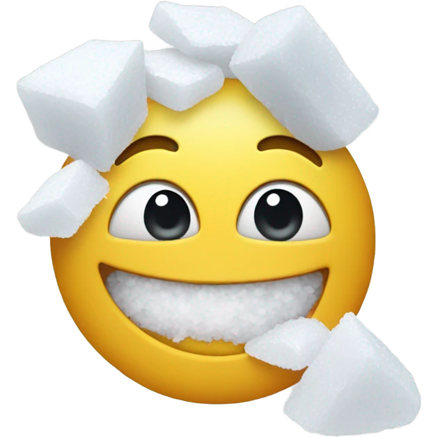 Happy face with a pile of salt in mouth emoji