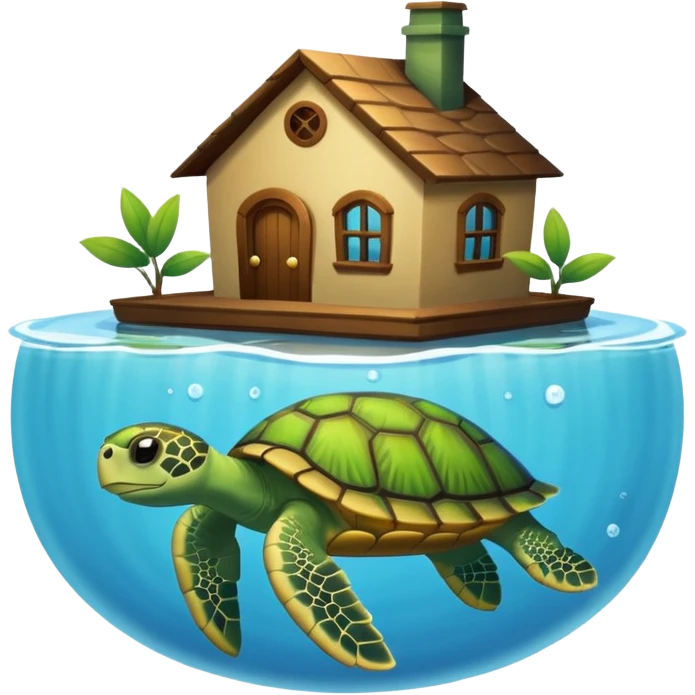 pet turtle in water house emoji