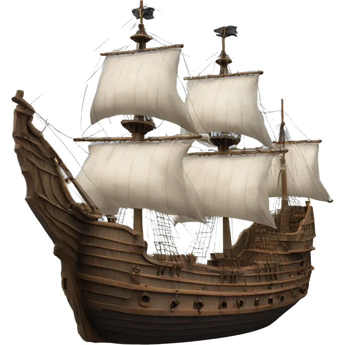 photorealistic XVII century ship emoji