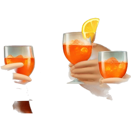 Three beautiful mermaids (one blond, one brown and one red hair) drinking aperol emoji