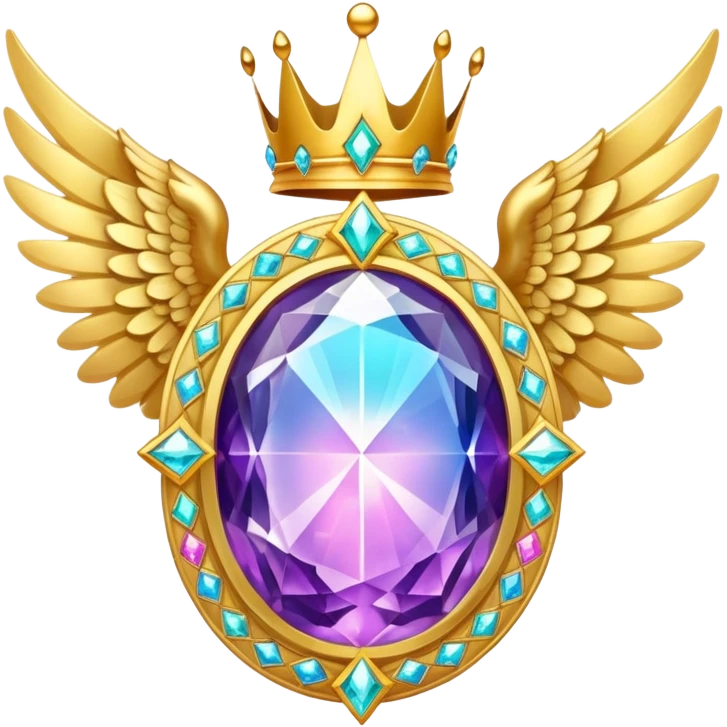 Big magic galactic gemstone award-in-frame-decorated-with-big-golden-angel--wings and crown emoji