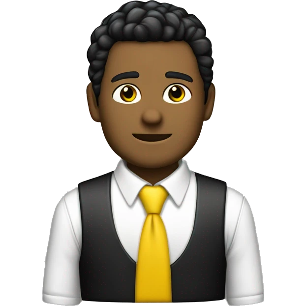 chico blanco con pelo negro chaleco de obra amarillo fosforito y camisa blanca con corbata negra emoji