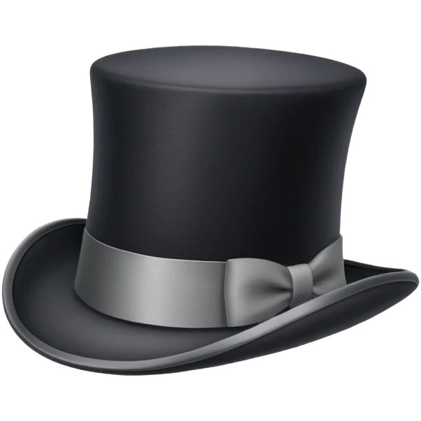 black top hat with gray ribbon emoji