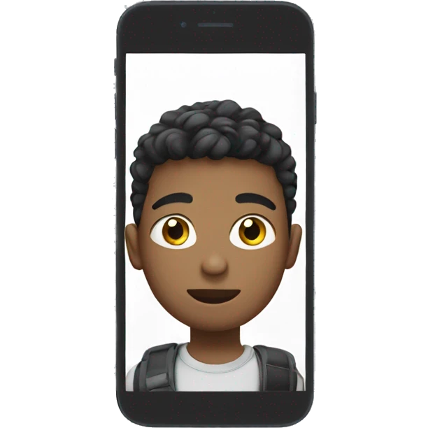 Boy Looks Video on mobile phone emoji