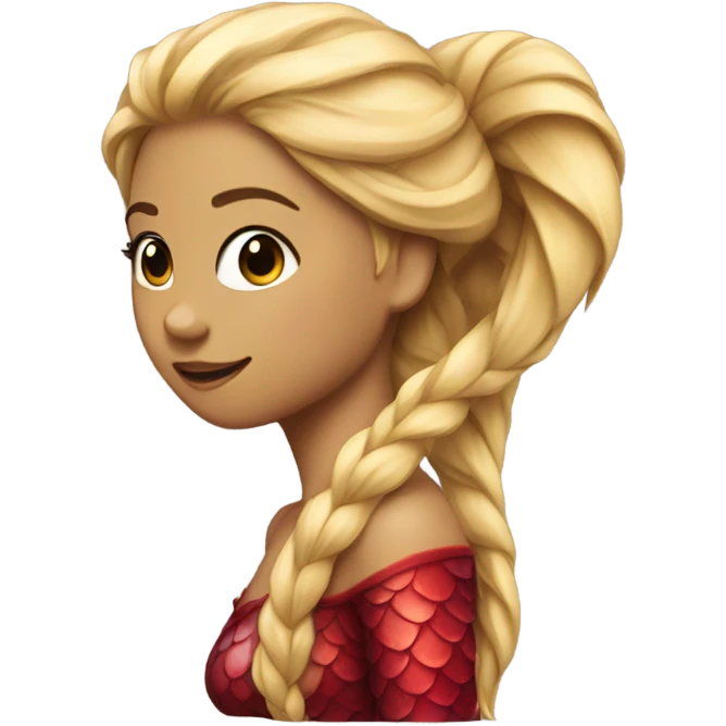 Pretty detailed mermaid with red tail and blonde ponytail  emoji