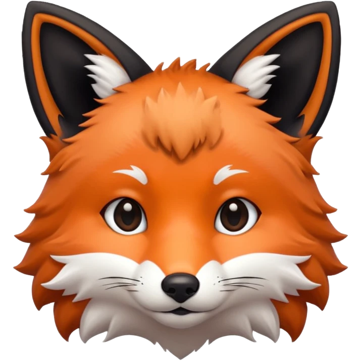 une tête de renard trop kawaii avec des poils noirs à la place des poils blancs emoji