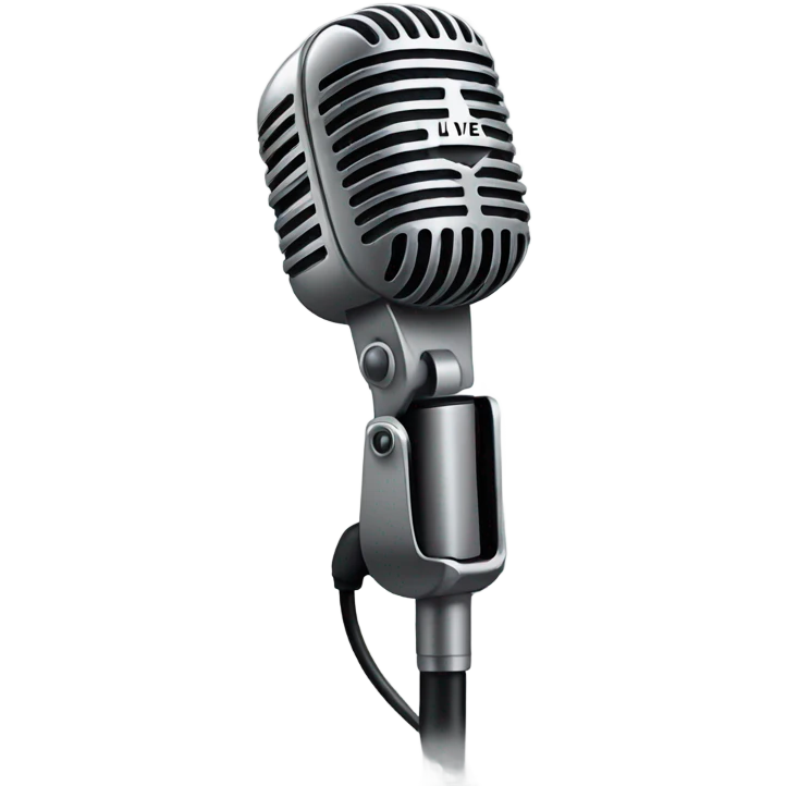 microphone with the word “LIVE” emoji