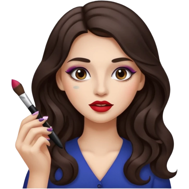 Красится девочка с шикарной укладкой длинными волосами emoji