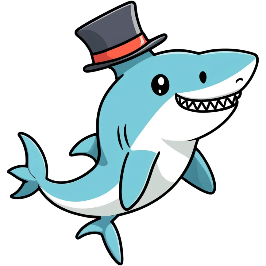 Shark with a top hat emoji