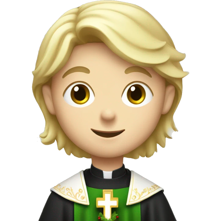young, blond priest celebrating the holly mass emoji