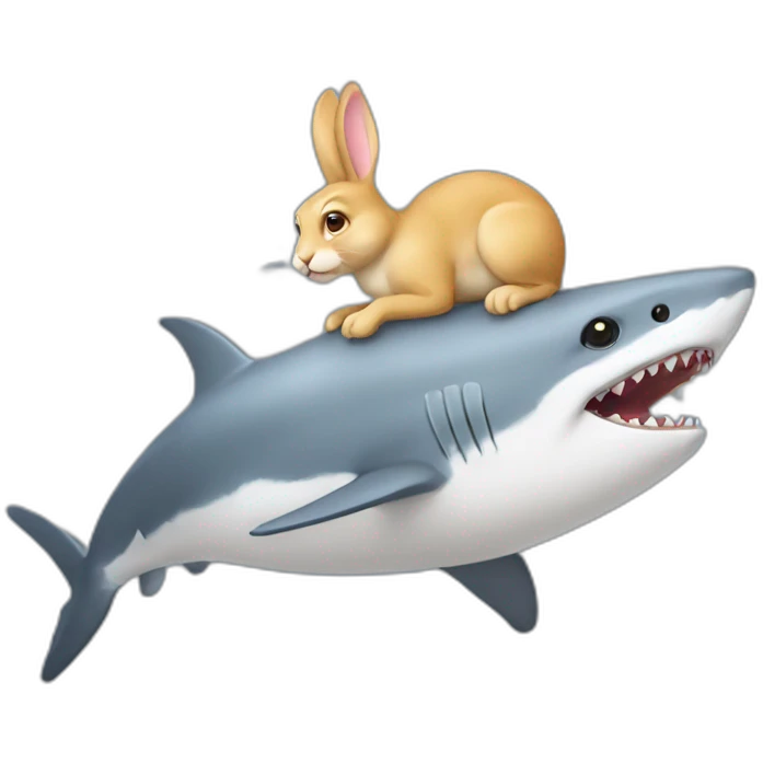Lapin sur un requin emoji