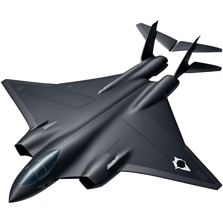 B-2 Spirit bomber - Northrop B-2 (Model Year: 2021) (Iconic colour: Stealth black) - A sleek, stealth bomber with smooth, angular contours and a matte jet-black finish. Emphasize a futuristic, minimalist design with a seamless fuselage, low-profile wings, and an overall intimidating stealth aesthetic. emoji