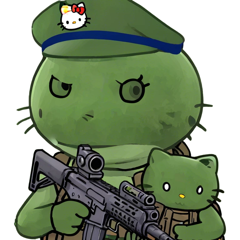 hello kitty with an assault rifle  emoji