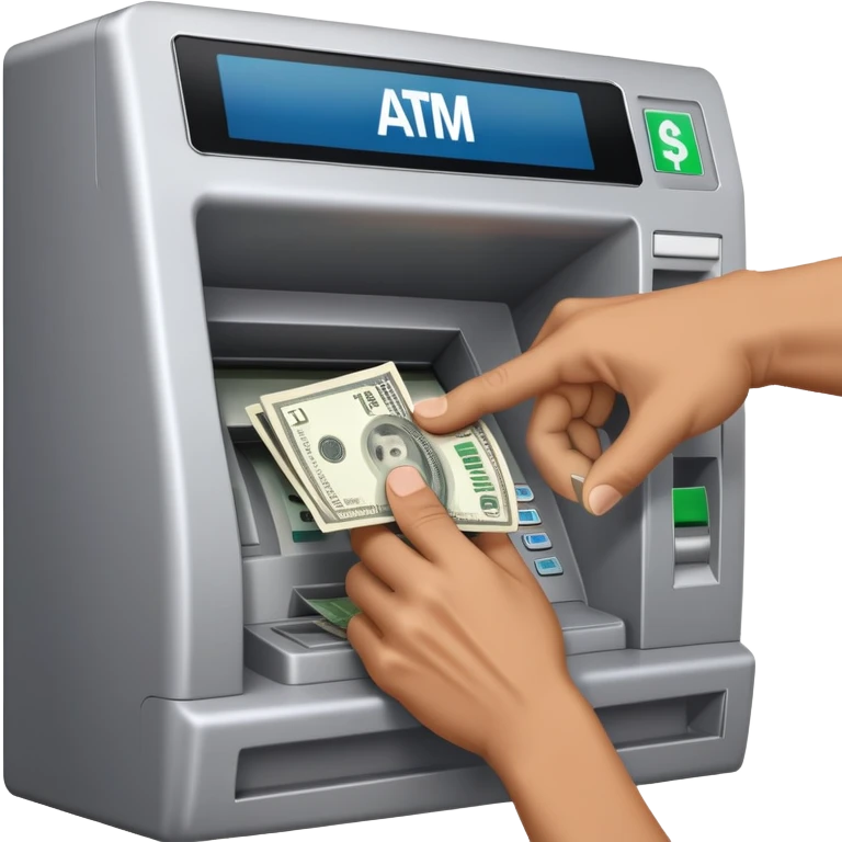 scammer's hand pulling money from ATM emoji