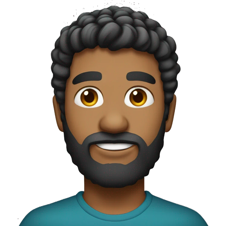 moreno baixinho de cabelo preto e com cavanhaque de olhos pretos emoji