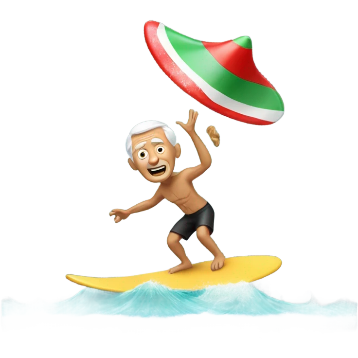 Old white guy surfing in Mexico at Christmas ￼ emoji