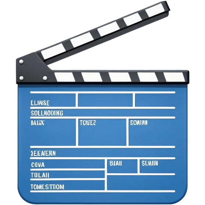 basic movie slate in blue and white, clean lines and simple design emoji