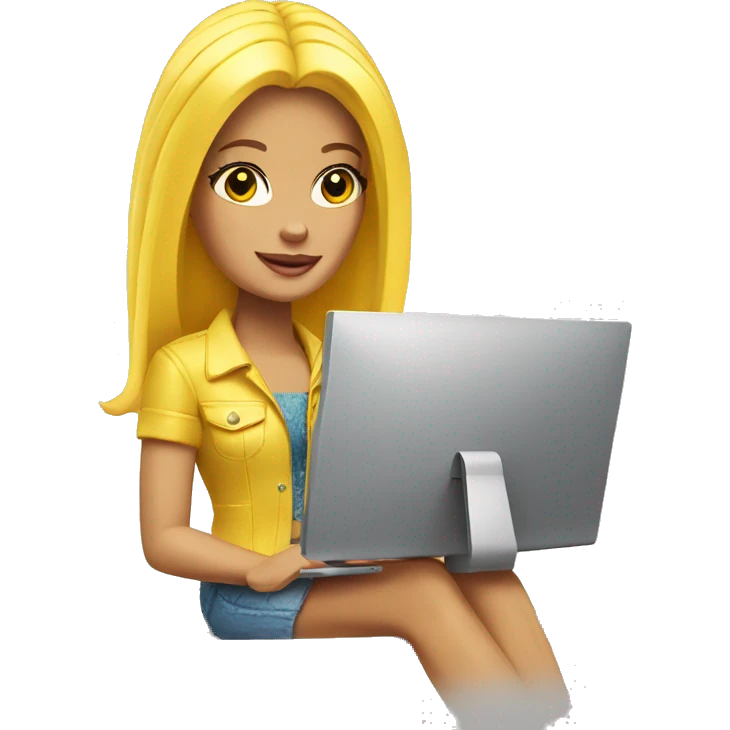 yellow barbie on computer emoji