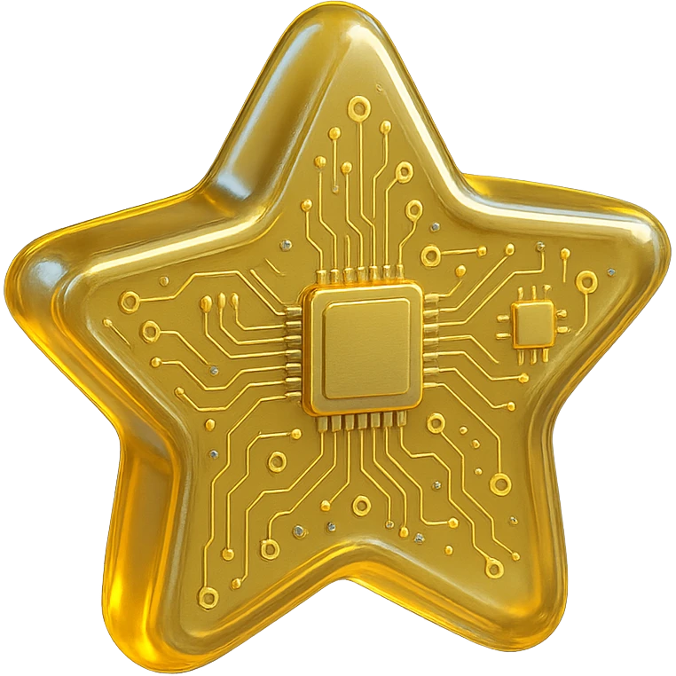 star with circuit patterns and metallic sheen, evoking AI and technology themes emoji