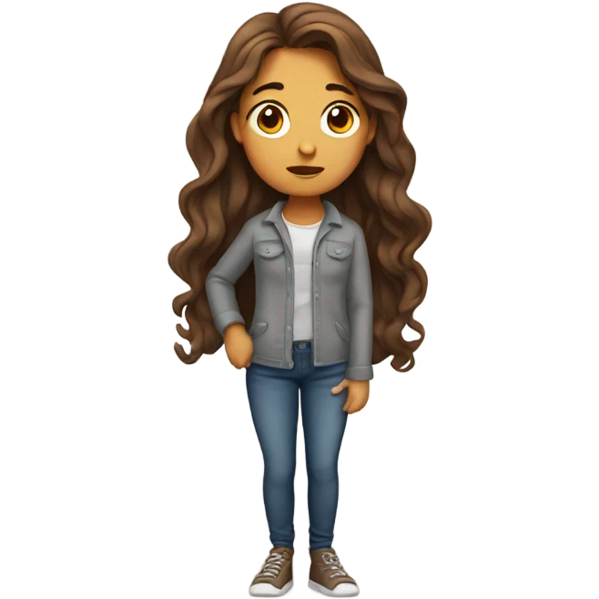 long wavy brown-hair white girl with idea emoji