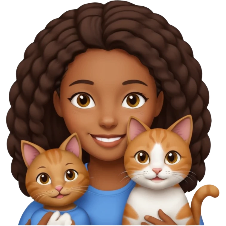 cat with black girl owner smiling emoji