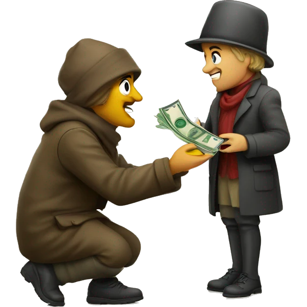A German gives money to a beggar emoji