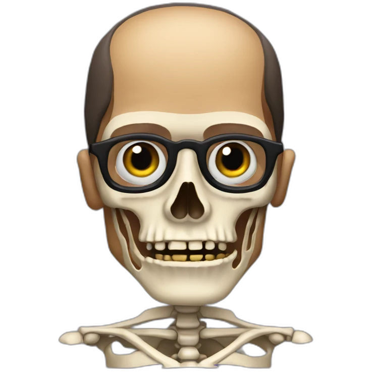 Gustavo Fring with half of his face normal and half of his face as a skeleton emoji