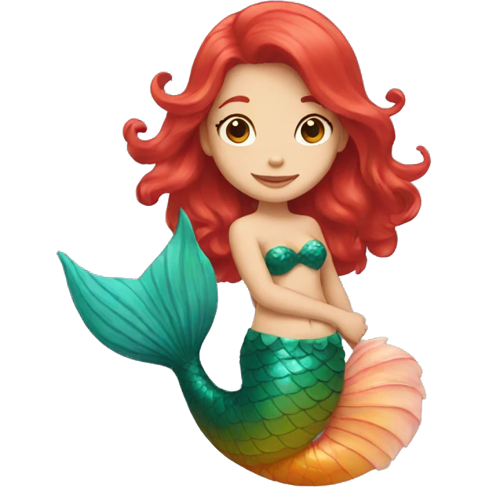 mermaid with red hair shows a heart emoji