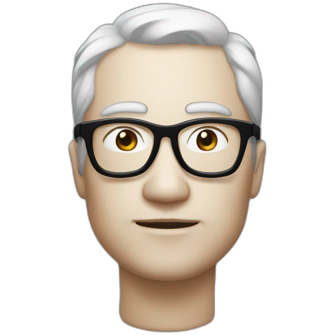 Homme avec des lunettes, peau très blanche, imberbe et les cheveux noirs emoji