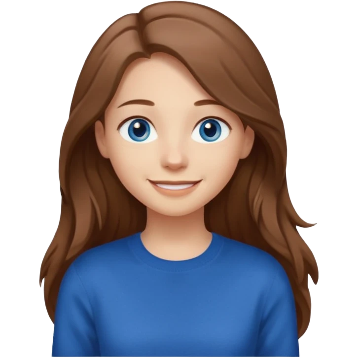 ЗГЕНЕРУЙ ОБЛИЧЧЯ ДІВЧИНИ З СВІТЛИМ, ТРОХИ ХВИЛЯСТИМ ВОЛОССЯМ, ОДЯГНЕНУ В ШОКОЛАДНИЙ СВІТШОТ, ПІД НИЗОМ ВИДНО  БІЛУ ФУТБОЛКУ. В НЕЇ ГОЛУБІ ОЧІ ТА ДОВГЕ ВОЛОССЯ, ВОНА УСМІХНЕНА emoji