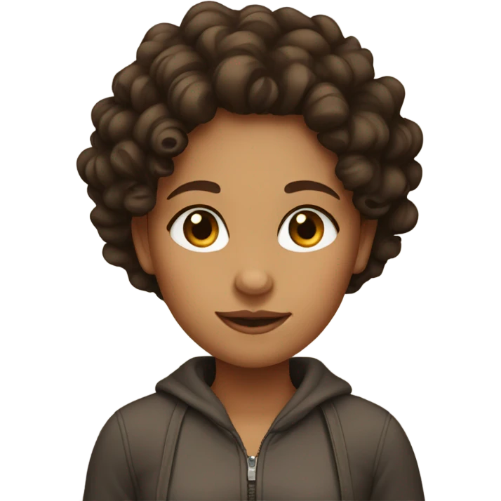 Tan girl with dark brown curly hair emoji