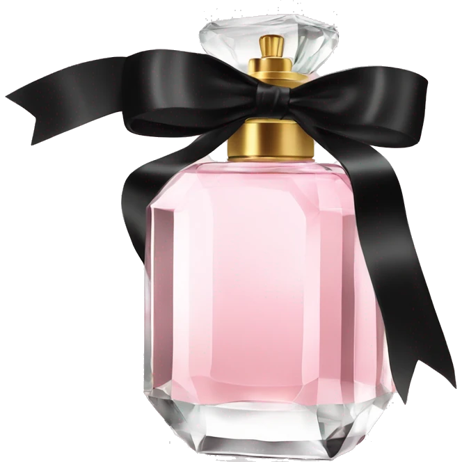 light pink crystal perfume bottle with black ribbon display emoji