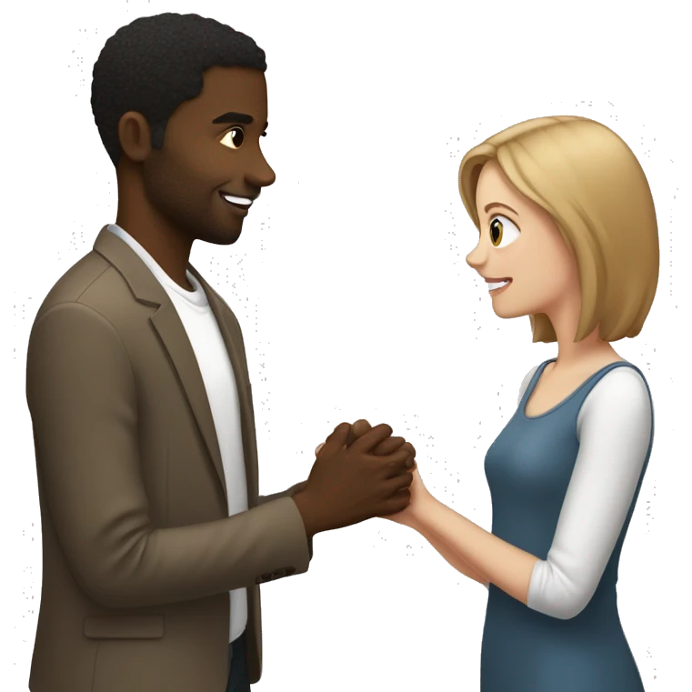 ABlack guy with medium short hair proposing to a white girl with brown hair   emoji