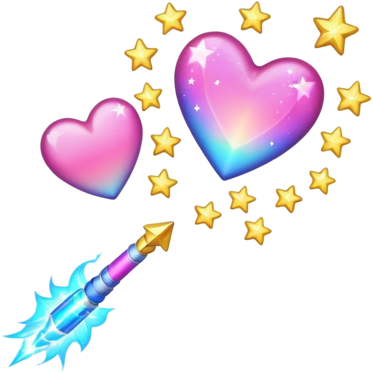 wand with a shooting star pink heart like the heart is the shooting star emoji emoji