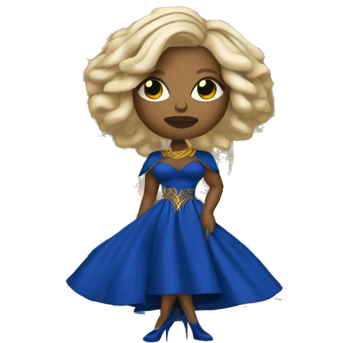 Mary j blige  with an attitude with blue and gold locs wearing a royal blue and gold dress  emoji