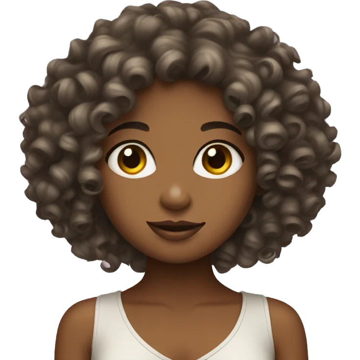 curly girl with fashion emoji