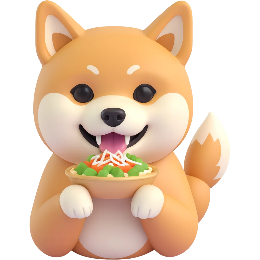 shiba inu, eating emoji