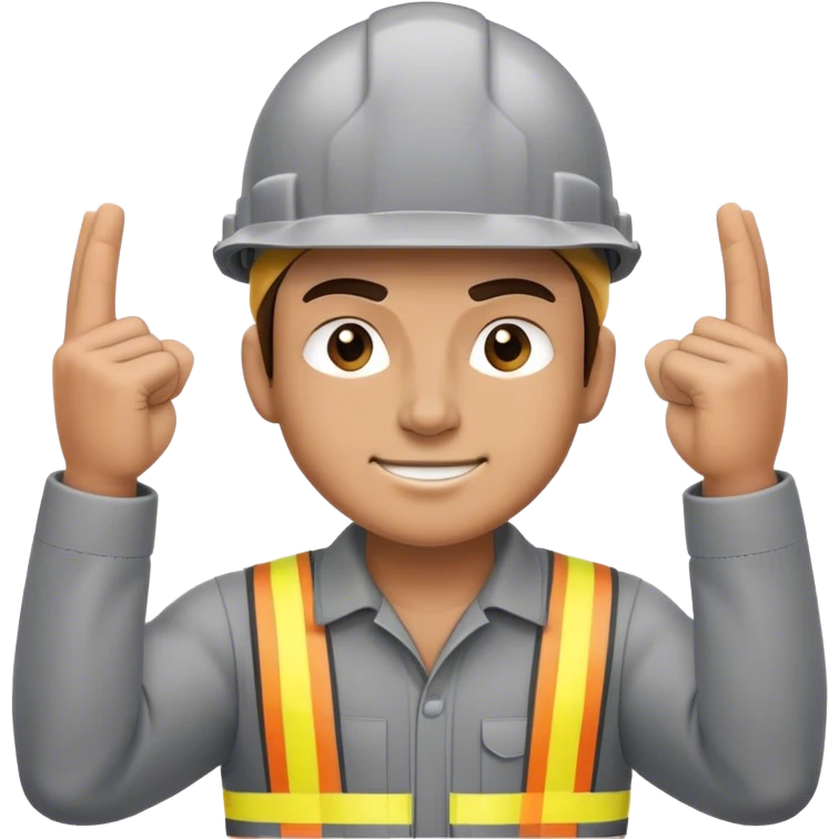 Worker with grey hard hat flexing emoji