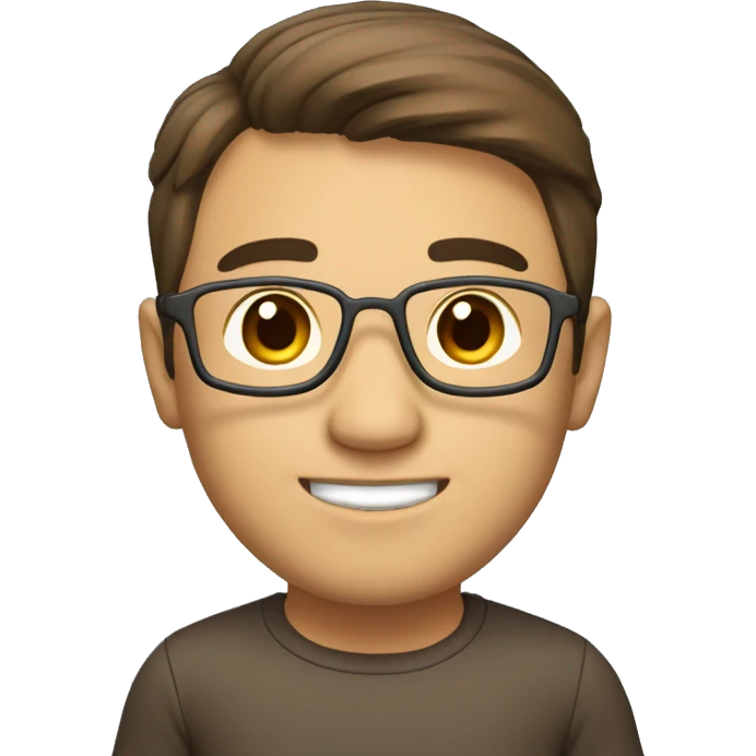 developer with labtop, asian, 2:8 parting brown hair, smiling eyes emoji