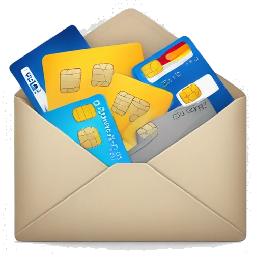 Opened mail with 3 debit cards inside emoji