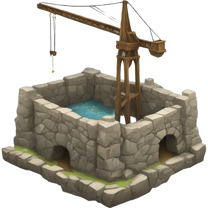 medieval wooden crane into stone pit emoji