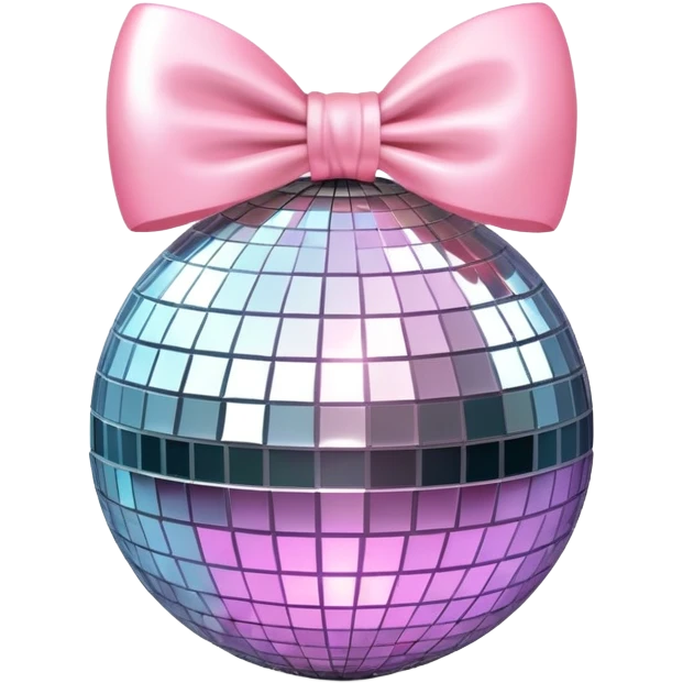 disco ball with a light pink bow on top emoji